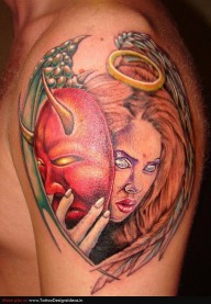 Good and Evil Tattoo New School